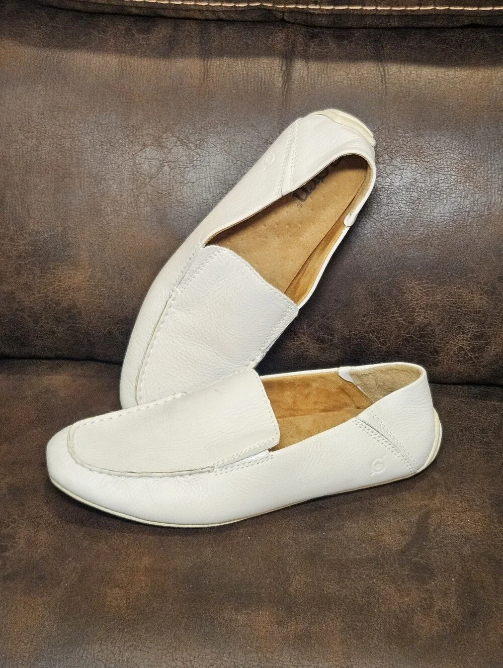 11 Born Allan Driving Shoes Moccasins Loafers Slip On White/off-white